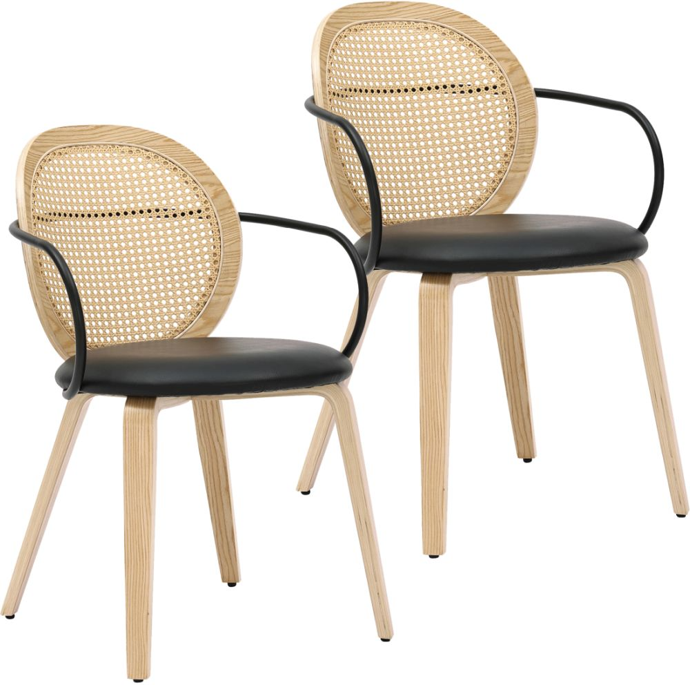 Worldwide Homefurnishings Inc. Orias 2-Piece Black/Light Oak Dining Arm Chair Set