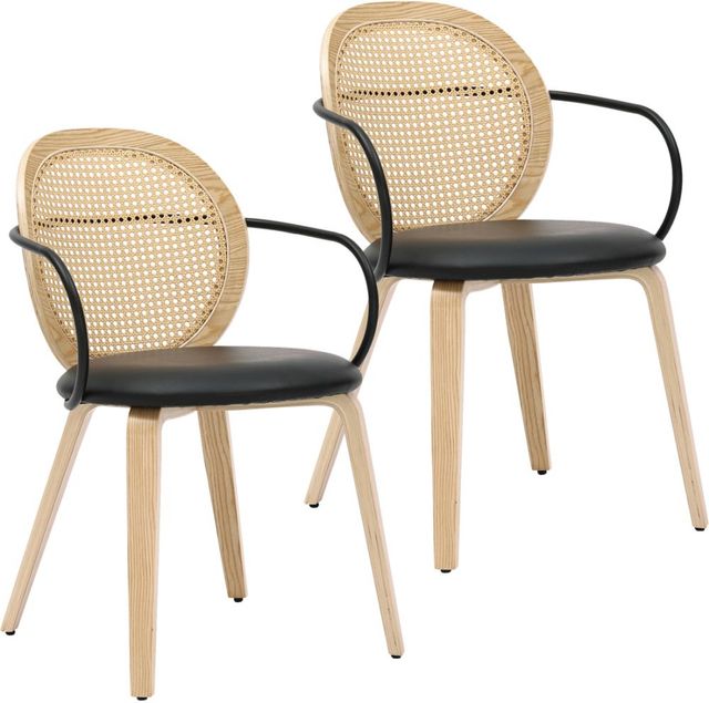 Worldwide Homefurnishings Inc. Orias 2-Piece Black/Light Oak Dining Arm Chair Set-0
