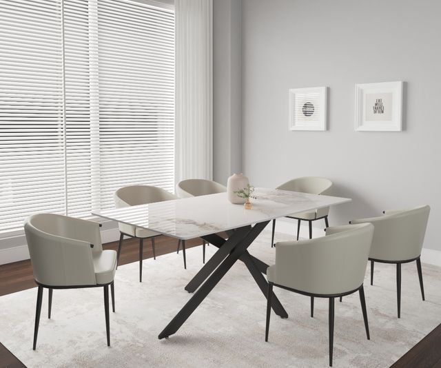 Cramco Lois Pearl/Matte Black Dining Arm Chair-1