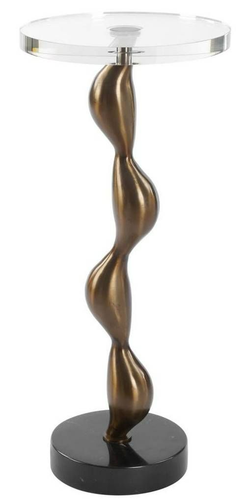 Uttermost® Remolino Glass Top Drink Table with Black/Warm Bronze Base-0