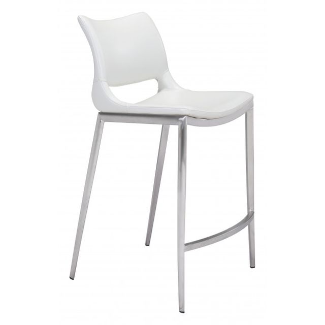 Zuo® Modern Ace White/Silver Counter Chair-0