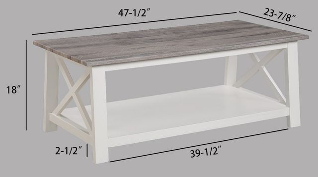 Crown Mark Thelma 3-Piece Weathered Gray Occasional Table Set with White Base-2
