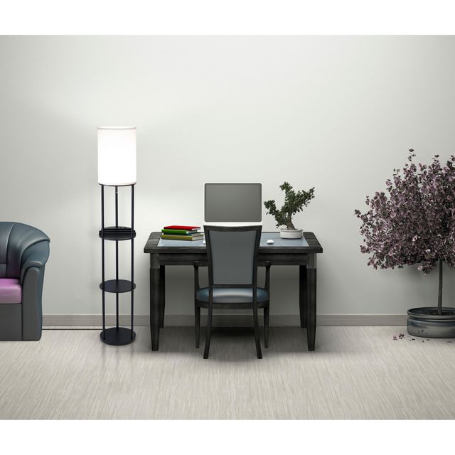 Adesso® Charging Station Black Shelf Floor Lamp-2