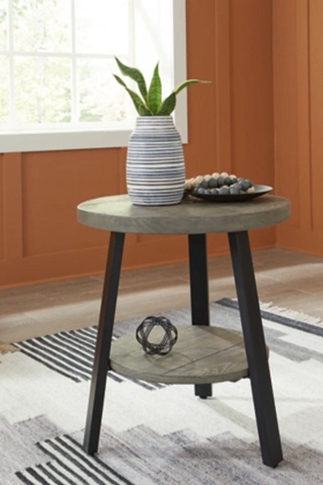 Signature Design by Ashley® Brennegan Gray End Table with Black Legs-3