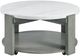 Elements International Rosamel White Round Coffee Table with Ash Brown Base-1