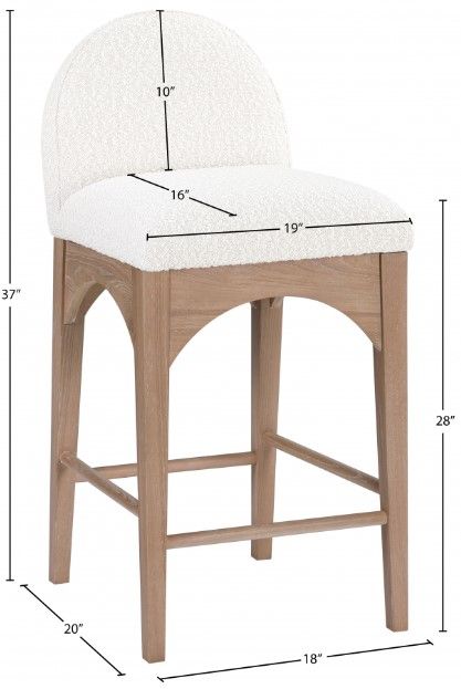 Meridian Furniture Waldorf Cream/Natural Counter Stool-2