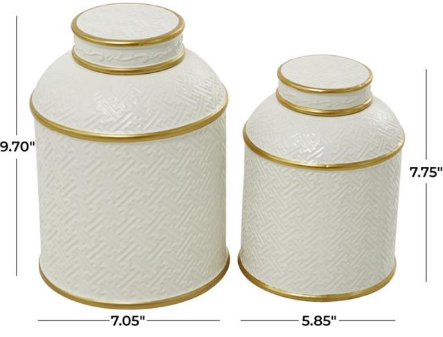 Deco Marche 2-Piece White Decorative Jars Set-3