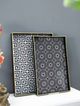 A & B Home 2-Piece Black/Gray Decorative Tray Set-1