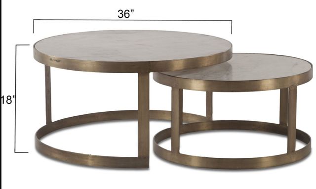 Home Trends & Design Michaelangelo White Top Nesting Coffee Table with Antique Bronze Base-2