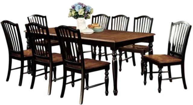 Furniture of America® Mayville 9-Piece Antique Oak Dining Table Set with Black Legs-0