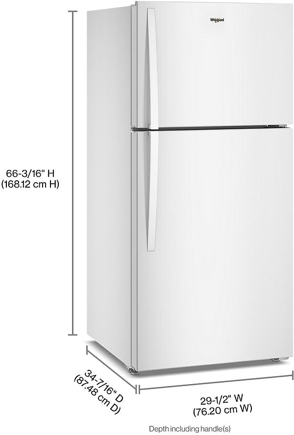 Whirlpool® 30" 19 Cu. Ft. White Top Freezer Refrigerator with Total Coverage Cooling-3