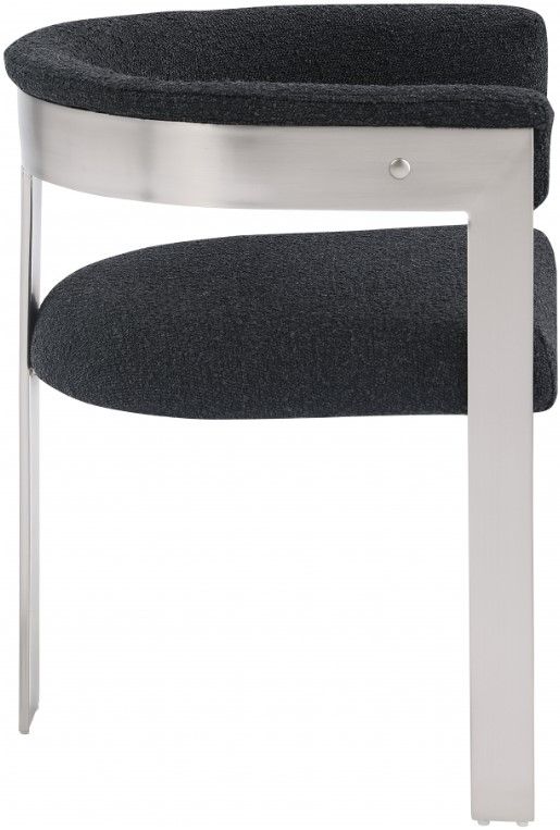 Meridian Furniture Romeo Black/Chrome Boucle Upholstered Dining Chair-2