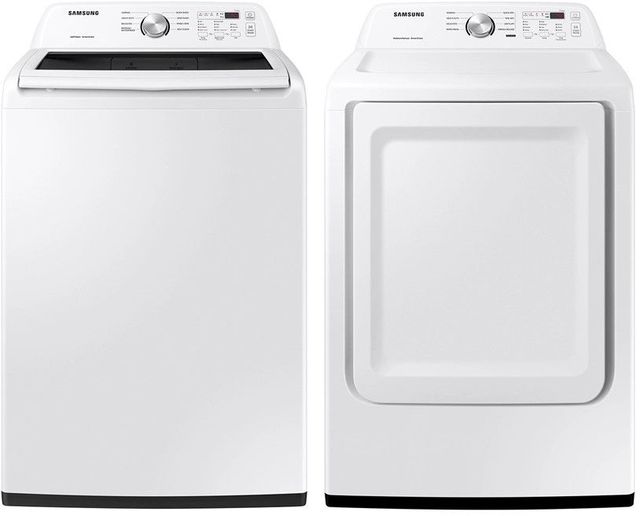 Samsung White Top Load Washer & Electric Dryer Laundry Pair-0