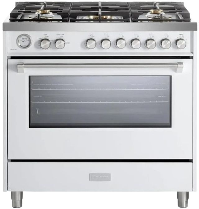 Verona® Ultima 36" White Pro Style Gas Range-0