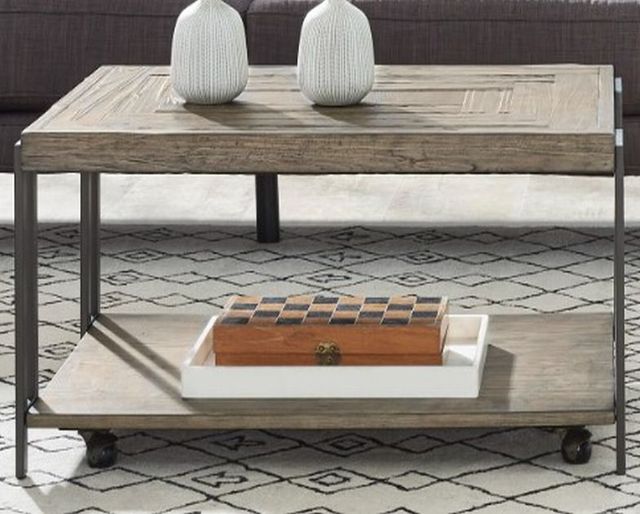 Null Furniture 3021 Gunmetal/Weathered Pine Cocktail Table-0