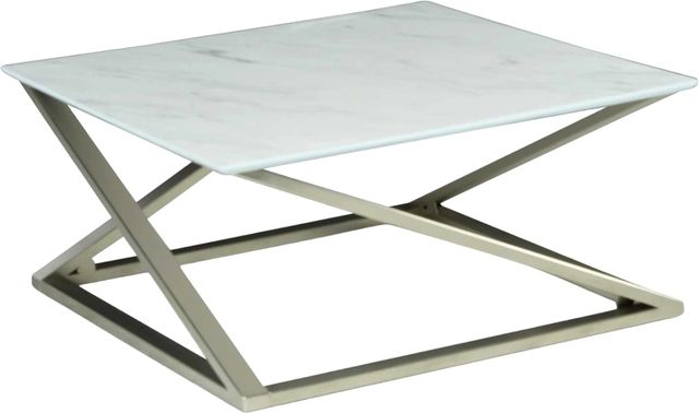 Steve Silver Co. Zurich White Cocktail Table with Matte Chrome Base-0
