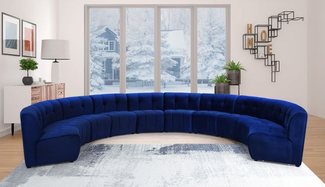 Meridian Furniture Limitless 10-Piece Navy Velvet Modular Sectional-1