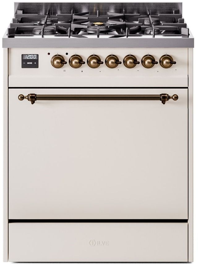 Ilve® Nostalgie II Series 30" Antique White Pro Style Dual Fuel Range-0