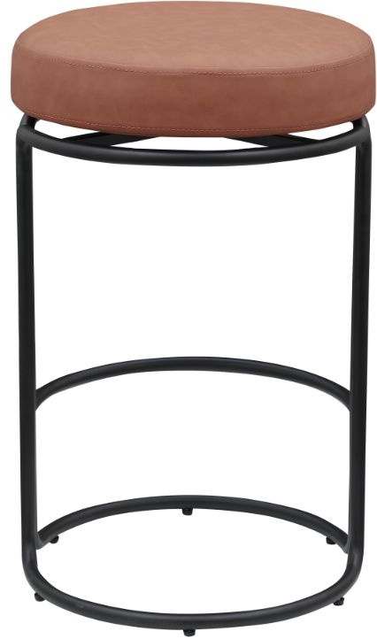 Meridian Furniture Madison Cognac/Matte Black Leather Counter Stool-3