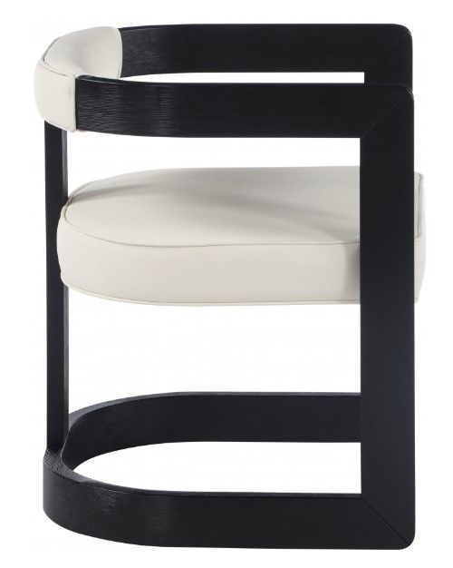 Meridian Furniture Manchester Cream/Black Vegan Leather Dining Arm Chair-2