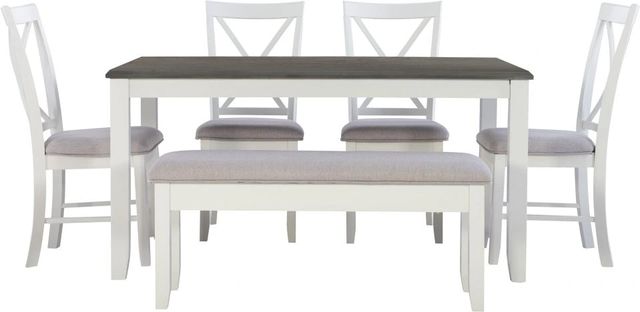Powell® Jane 6-Piece Beige/Dark Gray/Vanilla White Dining Set-3