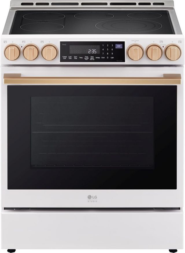LG Studio 30" Essence White Slide In Electric Range 