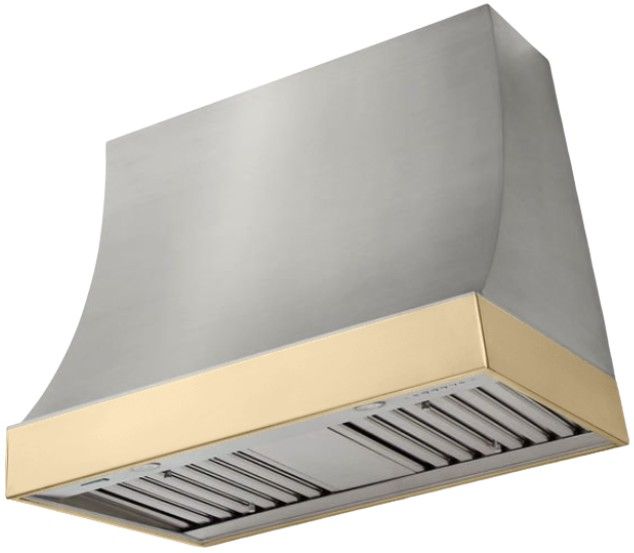AGA Marquee 36" Stainless Steel Wall Mounted Range Hood with Polished Brass Trim-0