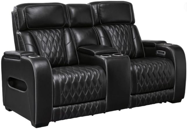 Signature Design by Ashley® Boyington Black Power Reclining Loveseat with Console-0