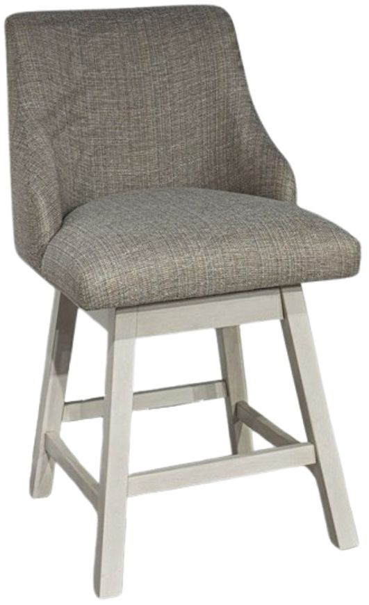 Signature Design by Ashley® Robbinsdale Antique White Upholstered Swivel Bar Stool-0