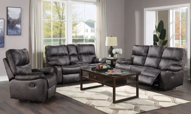 Emerald Home Jessie James Gray Manual Swivel Glider Recliner-1