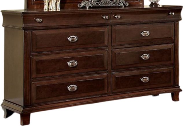cherry wood dresser Esperia Brown This traditional eleven Furniture of America Vrai 6-Drawer