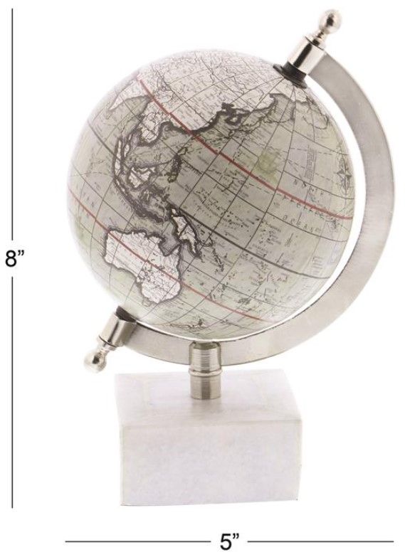 Deco Marche White Globe with Marble Base-2
