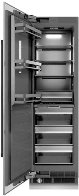 ZLINE Autograph Edition Series 24 in. 12.4 Cu. Ft. Column Freezer in Stainless Steel with Graphite Gray Interior and Matte Black Accents-1