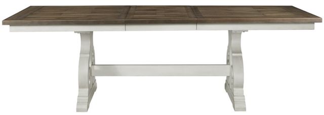 Intercon Drake French Oak Trestle Dining Table with Rustic Gray Base-2