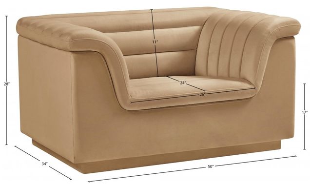 Meridian Furniture Cascade Camel Velvet Fabric Chair-2
