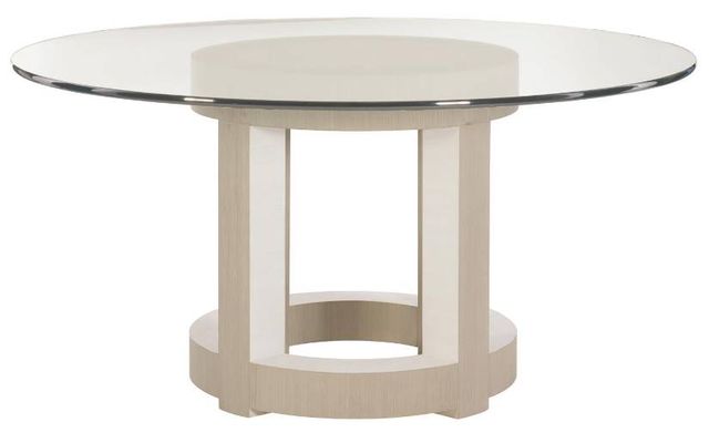 Bernhardt Axiom Glass Top Round 60" Dining Table with Linear Grayish Base-2