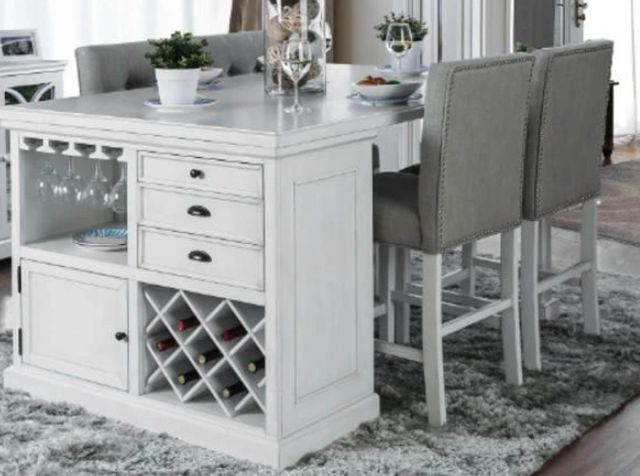 Furniture of America® Sutton 5-Piece Antique White/Gray Counter Table Set-0