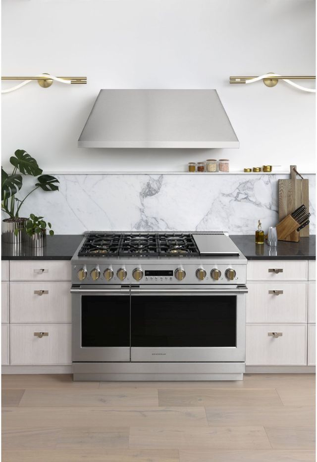 Monogram® Statement Collection 48" Stainless Steel Pro Style Slide In Dual Fuel Natural Gas Range-1