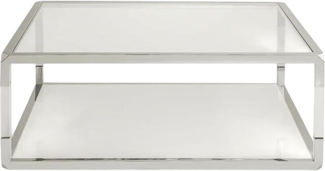 Modus Furniture Jasper Glass Top Square Coffee Table with Stainless Steel Base-2