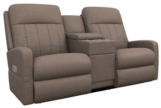 La-Z-Boy® Finley Stone Leather Power Wall Reclining Loveseat with Console, Headrest, and Lumbar-0