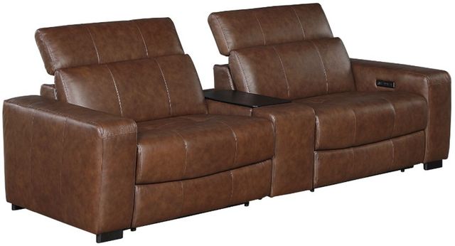 Homelegance® Sutton 3-Piece Brown Double Power Reclining Sectional with Center Console-2