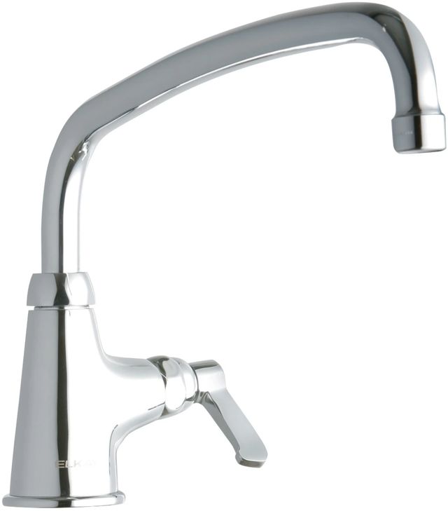 Elkay Chrome Single Hole Single Control Faucet with 12" Arc Tube Spout and 2" Lever Handle-0