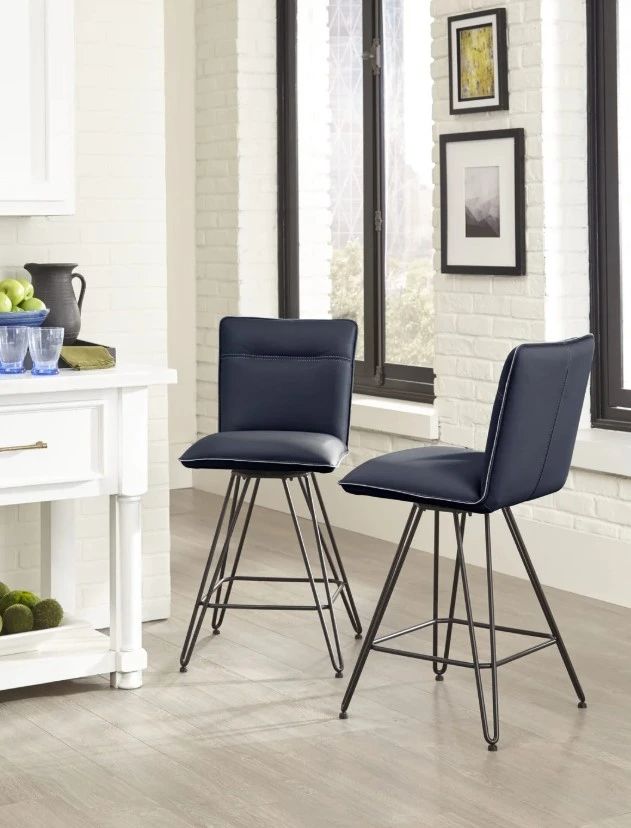 Modus Furniture Crossroads Demi Cobalt Swivel Counter Stool-1