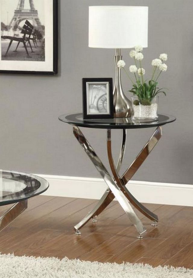 Coaster® Brooke Glass Top End Table with Chrome Base-1