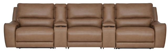 Signature Design by Ashley® DeepWakes 5-Piece Caramel Power Reclining Modular Sectional with Storage Consoles-0