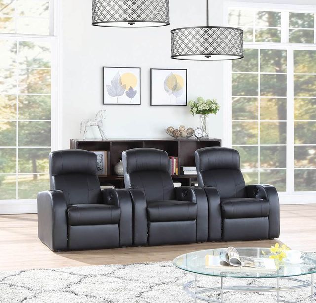 Coaster® Cyrus 3-Piece Black Home Theater Seating Set-1