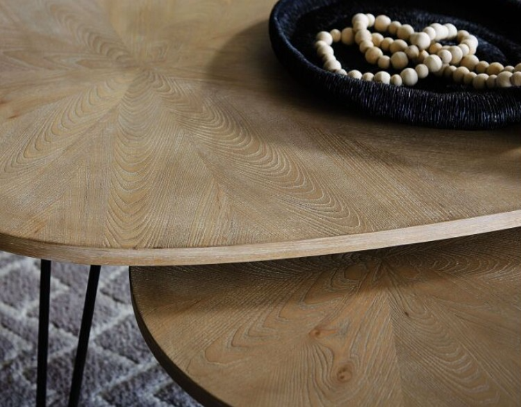 Hammary Oblique 2-Piece Natural Bunching Cocktail Table Set - Thumbnail 2