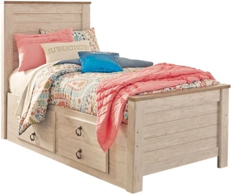 Signature Design by Ashley® Willowton 2-Piece Whitewash Twin Panel Bed Set-1