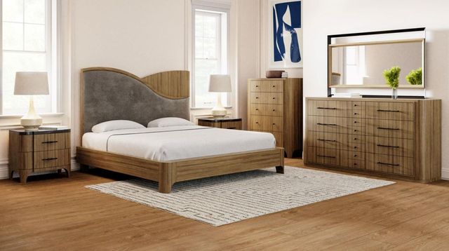 Bernards Calia Brown Nightstand with Stone Top-1
