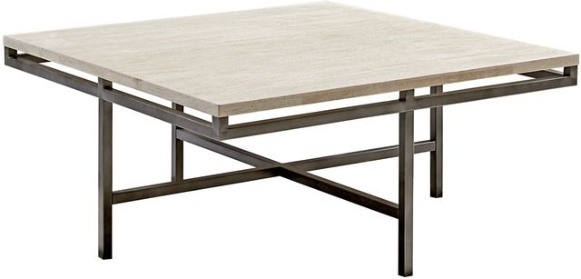 Hammary® East Park White Square Cocktail Table with Gunmetal Base-0